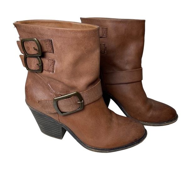 Lucky Brand‎ Tommie Booties Women’s 8M Brown Distressed Leather Ankle Boots - Picture 1 of 14